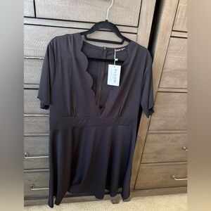 BloomChic Scalloped Neckline Dress in Black